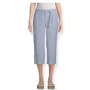 NWT LIZ CLAIBORNE STRIPED BELTED CROP PANTS (M)
